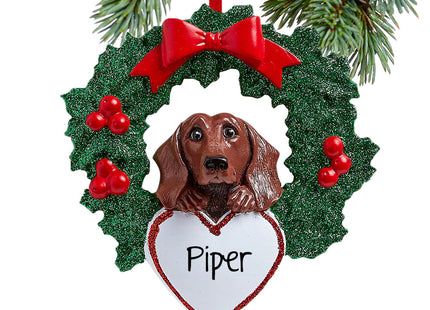 engraved personalized dachshund dog with wreath christmas ornament – Christmas ornament, holiday tree decoration or gift
