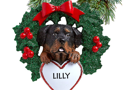 holiday personalized rottweiler dog with wreath christmas ornament – Christmas ornament, holiday tree decoration or gift