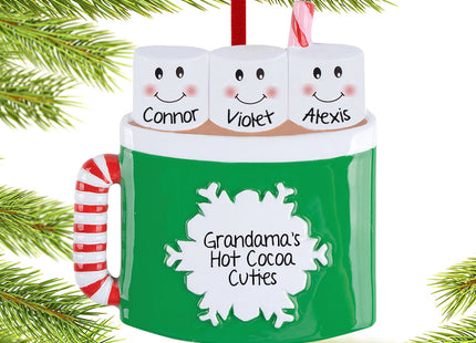keepsake personalized marshmallow mug family of 3 christmas ornament – Christmas ornament, holiday tree decoration or gift