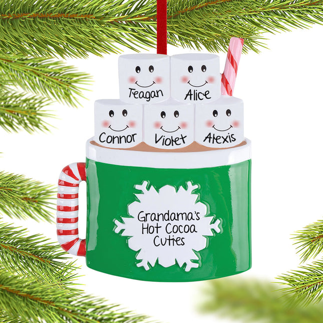 Marshmallow Mug Family Personalized Ornament - 3, 4, 5, 6 Family Members