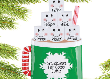 custom personalized marshmallow mug family of 6 christmas ornament – Christmas ornament, holiday tree decoration or gift