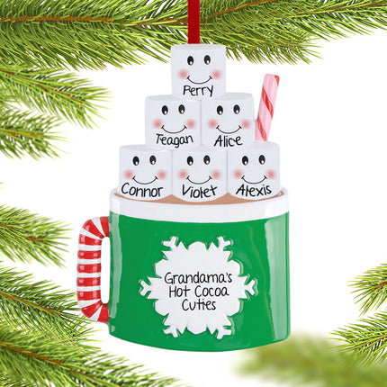custom personalized marshmallow mug family of 6 christmas ornament – Christmas ornament, holiday tree decoration or gift