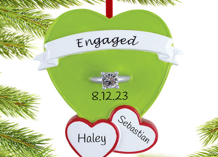 engraved personalized engagement ring in heart christmas ornament – Christmas ornament, holiday tree decoration or gift