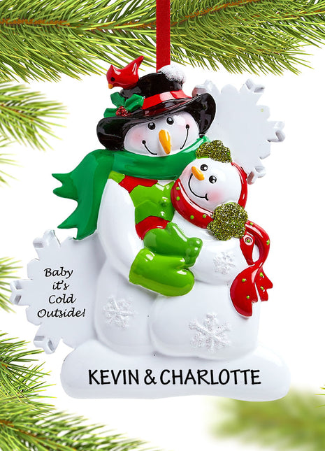 Baby it's Cold Outside Snowman Couple Ornament  by RUDOLPH AND ME Ornament