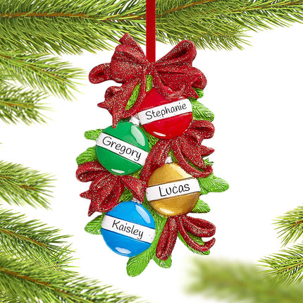 custom personalized christmas ball family of 4 christmas ornament – Christmas ornament, holiday tree decoration or gift