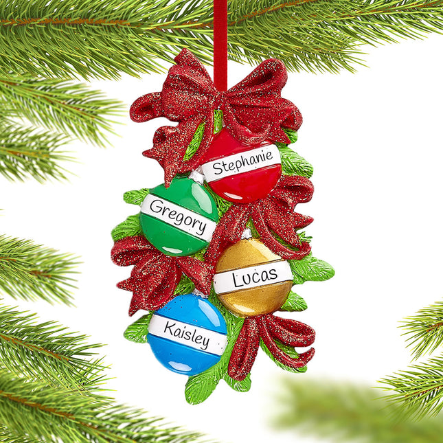 Christmas Ball Family of 4 Ornament