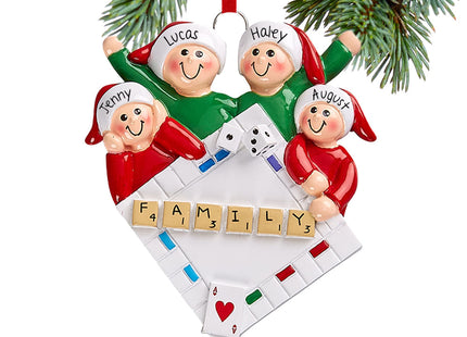 keepsake personalized game night family of 4 christmas ornament – Christmas ornament, holiday tree decoration or gift