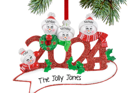 custom personalized dated snowman family of 2 christmas ornament – Christmas ornament, holiday tree decoration or gift