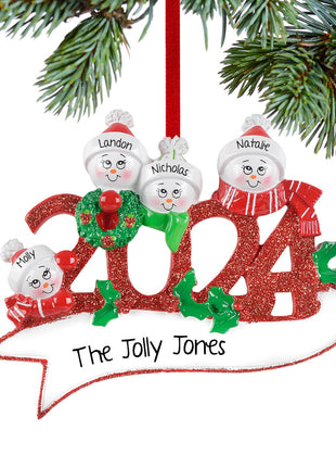 Dated Snowman Family of 4 Ornament  by RUDOLPH AND ME Ornament