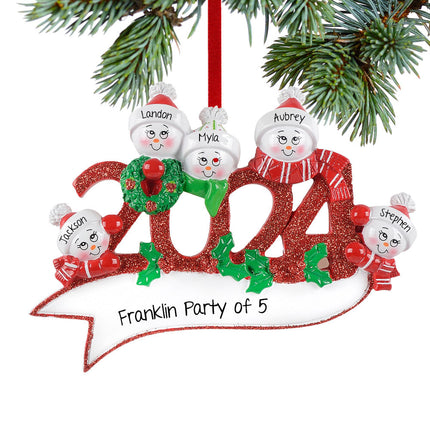 holiday personalized dated snowman family of 5 christmas ornament – Christmas ornament, holiday tree decoration or gift