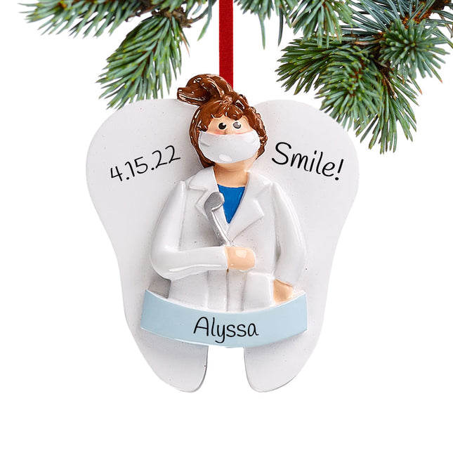 custom personalized dentist girl christmas ornament – Christmas ornament, holiday tree decoration or gift