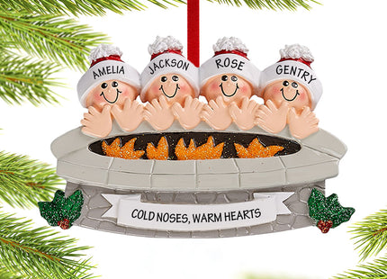 engraved personalized firepit family of 4 christmas ornament – Christmas ornament, holiday tree decoration or gift