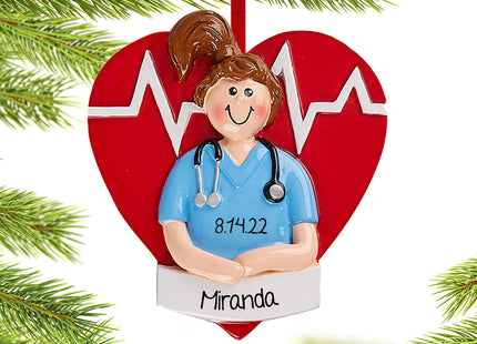 holiday personalized nurse girl christmas ornament – Christmas ornament, holiday tree decoration or gift