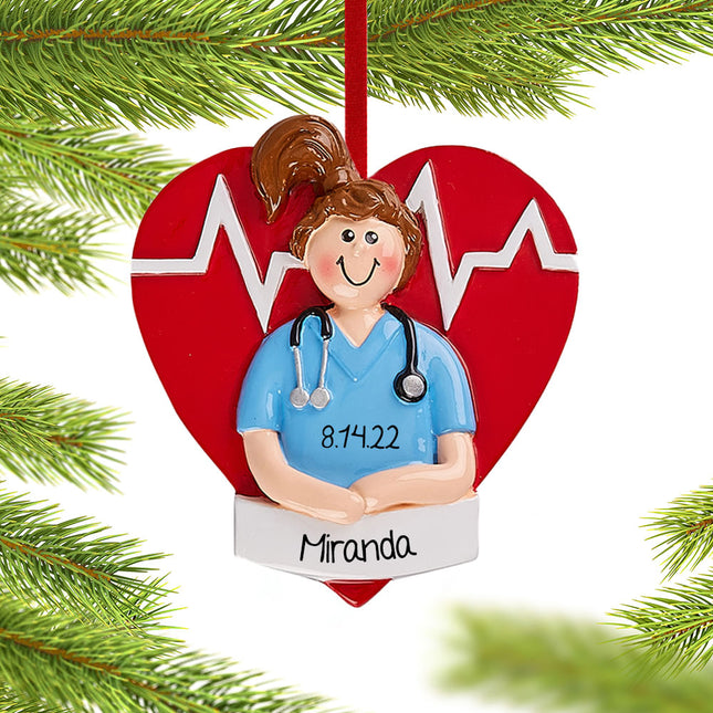 holiday personalized nurse girl christmas ornament – Christmas ornament, holiday tree decoration or gift