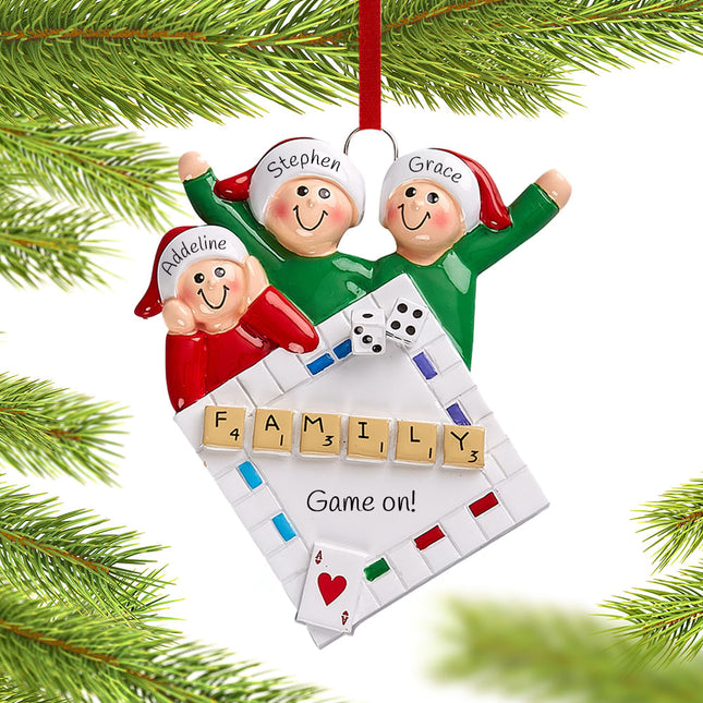 Game Night Family Personalized Ornament - 3, 4, 5 Family Members