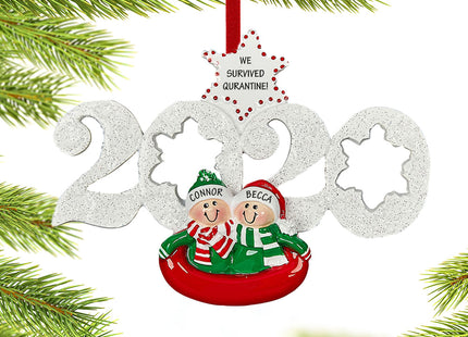 holiday personalized sledding couple christmas ornament – Christmas ornament, holiday tree decoration or gift