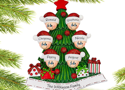 custom personalized tree family of 6 christmas ornament – Christmas ornament, holiday tree decoration or gift