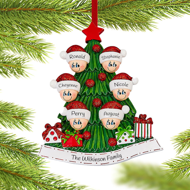 custom personalized tree family of 6 christmas ornament – Christmas ornament, holiday tree decoration or gift