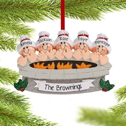 Firepit Family Personalized Ornament - 2, 3, 4, 5, 6 Family Members
