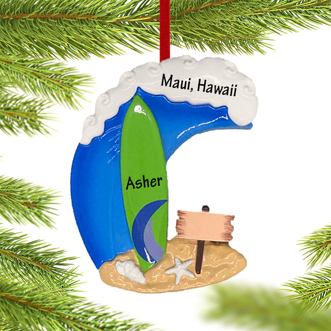 decorative personalized surfboard christmas ornament – Christmas ornament, holiday tree decoration or gift