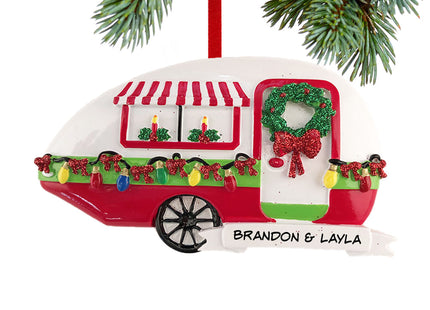 decorative personalized christmas teardrop camper christmas ornament – Christmas ornament, holiday tree decoration or gift