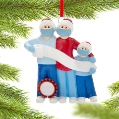 custom personalized vaccine pandemic survival family of 3 christmas ornament – Christmas ornament, holiday tree decoration or