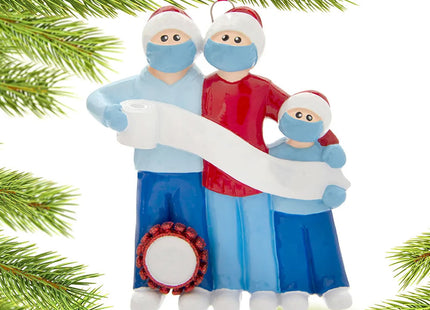 custom personalized vaccine pandemic survival family of 3 christmas ornament – Christmas ornament, holiday tree decoration or