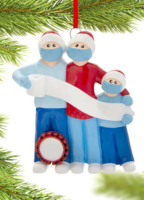 Vaccine Pandemic Survival Family of 3 Ornament  by RUDOLPH AND ME Ornament