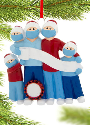 Vaccine Pandemic Survival Family of 5 Ornament  by RUDOLPH AND ME Ornament