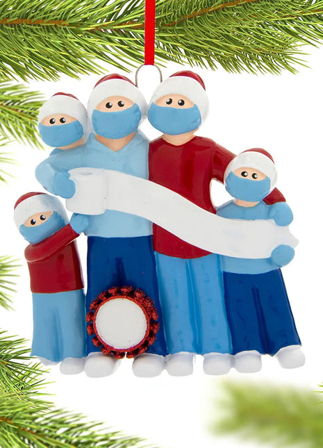 Vaccine Pandemic Survival Family of 5 Ornament  by RUDOLPH AND ME Ornament