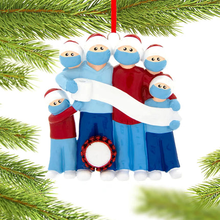 holiday personalized vaccine pandemic survival family of 6 christmas ornament – Christmas ornament, holiday tree decoration o
