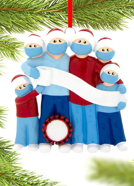 Vaccine Pandemic Survival Family of 6 Ornament  by RUDOLPH AND ME Ornament