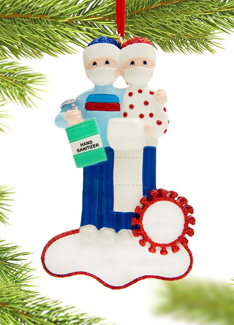 Vaccine Pandemic Toilet Paper Couple Ornament  by RUDOLPH AND ME Ornament