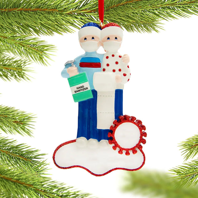 engraved personalized vaccine pandemic toilet paper couple christmas ornament – Christmas ornament, holiday tree decoration o