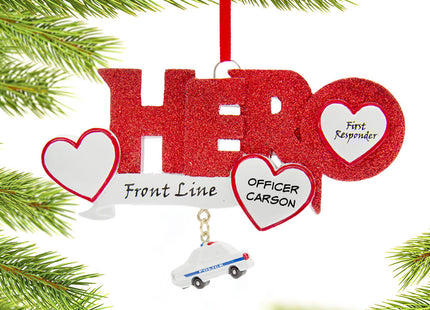 engraved personalized hero police christmas ornament – Christmas ornament, holiday tree decoration or gift
