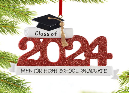 personalized personalized dated graduation - red christmas ornament – Christmas ornament, holiday tree decoration or gift