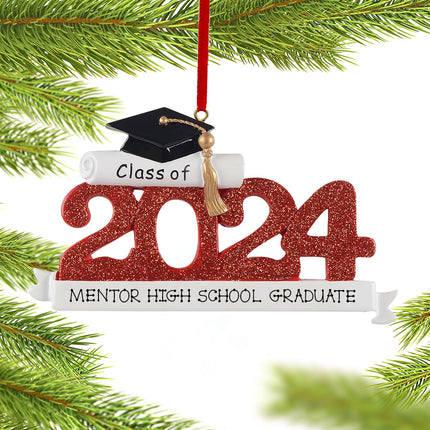 personalized personalized dated graduation - red christmas ornament – Christmas ornament, holiday tree decoration or gift