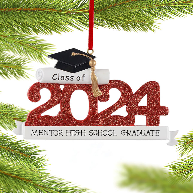 personalized personalized dated graduation - red christmas ornament – Christmas ornament, holiday tree decoration or gift