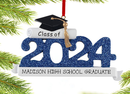 decorative personalized dated graduation - black christmas ornament – Christmas ornament, holiday tree decoration or gift
