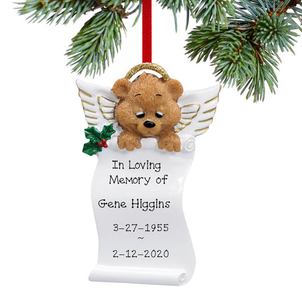 keepsake personalized angel bear scroll christmas ornament – Christmas ornament, holiday tree decoration or gift