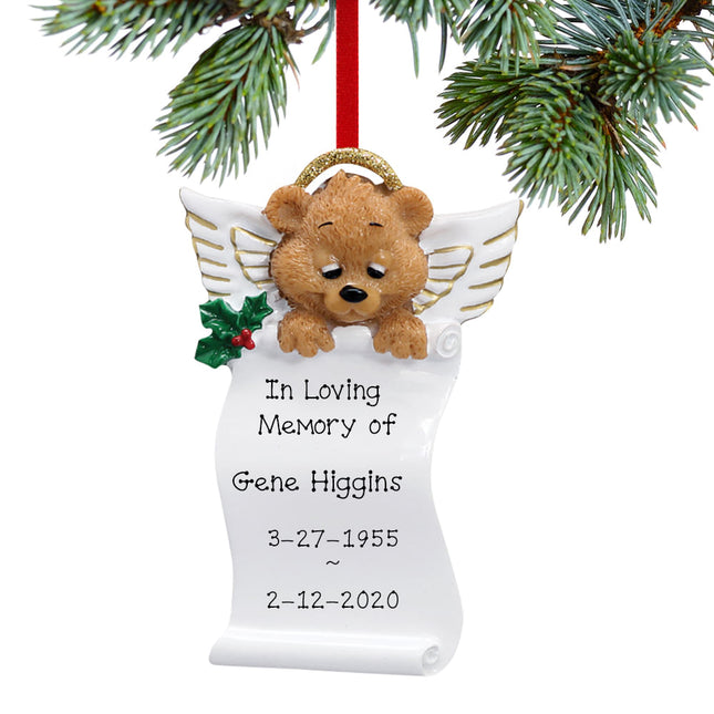Angel Bear Scroll Ornament