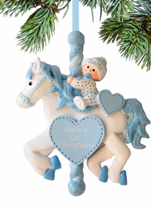 Baby Boy Carousel Ornament  by RUDOLPH AND ME Ornament
