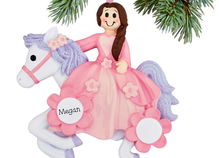 holiday personalized princess riding her unicon christmas ornament – Christmas ornament, holiday tree decoration or gift