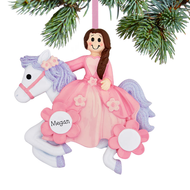 holiday personalized princess riding her unicon christmas ornament – Christmas ornament, holiday tree decoration or gift