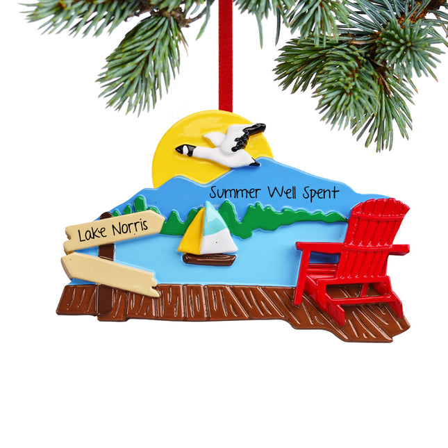 decorative personalized at the lake christmas ornament – Christmas ornament, holiday tree decoration or gift