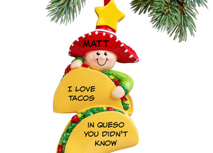 engraved personalized loves tacos christmas ornament – Christmas ornament, holiday tree decoration or gift