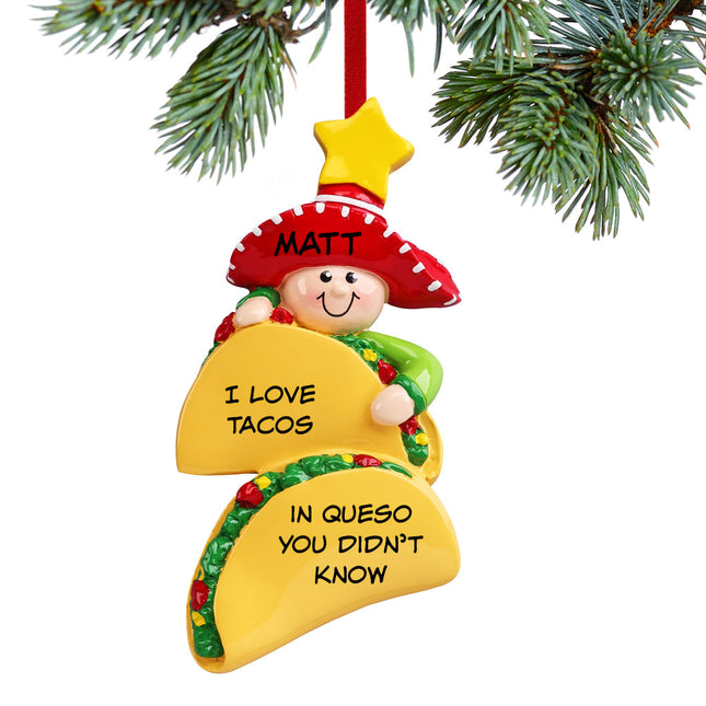 engraved personalized loves tacos christmas ornament – Christmas ornament, holiday tree decoration or gift