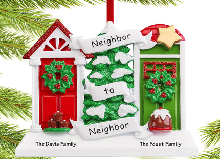 engraved personalized neighbor to neighbor christmas ornament – Christmas ornament, holiday tree decoration or gift