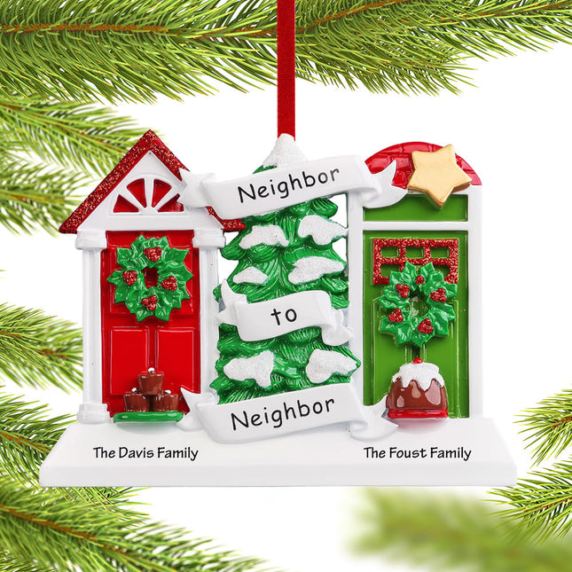 engraved personalized neighbor to neighbor christmas ornament – Christmas ornament, holiday tree decoration or gift