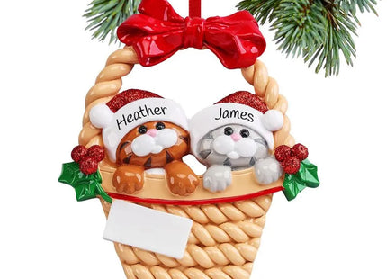holiday personalized kitty couple christmas ornament – Christmas ornament, holiday tree decoration or gift